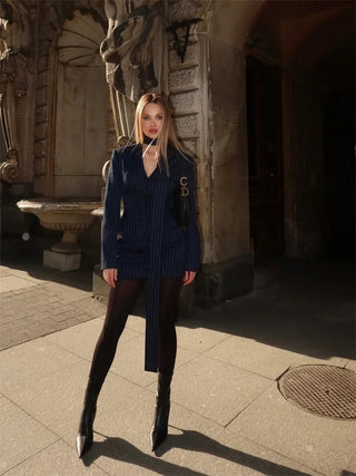 Elegant Striped 3‑Piece Dress Set - Diva Melody