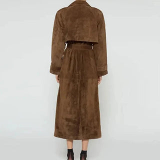 Elegant Suede Leather Windbreaker Coat - Diva Melody