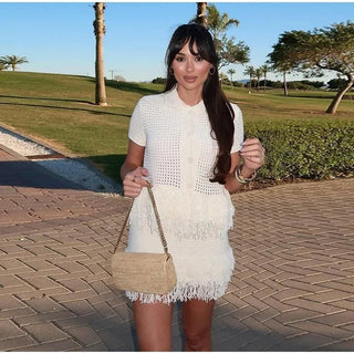 Elegant Tassel Pleated Skirt and Top Set - Diva Melody