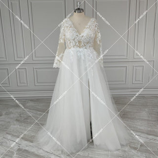 Elegant V - neck A - line Bridal Gown - Diva Melody