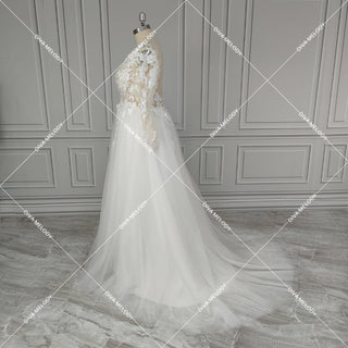 Elegant V - neck A - line Bridal Gown - Diva Melody