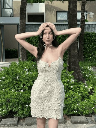 Embroidered Backless Mini Dress - Diva Melody