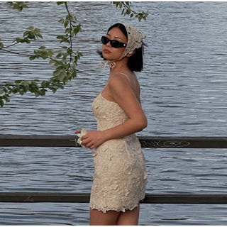 Embroidered Backless Mini Dress - Diva Melody