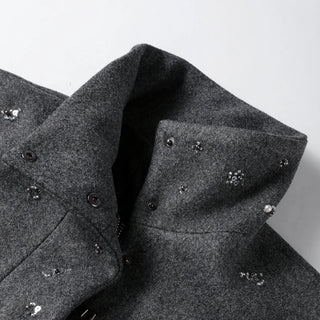 Embroidered Beaded Wool Blend Coat - Diva Melody