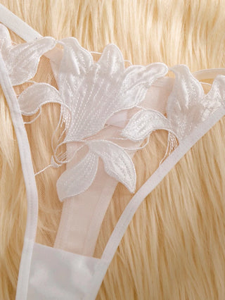 Embroidered Floral Mesh and Satin Intimate Set - Diva Melody