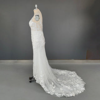 Embroidered V - Neck Bridal Gown - Diva Melody