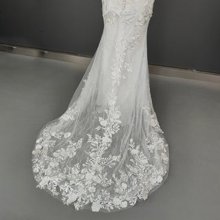 Embroidered V - Neck Bridal Gown - Diva Melody