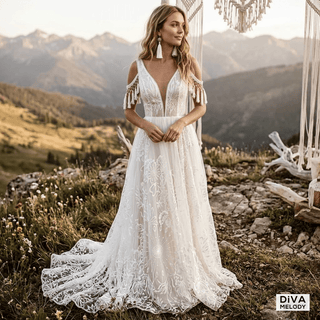 Embroidery Tulle Wedding Gown - Diva Melody
