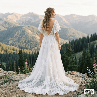 Embroidery Tulle Wedding Gown - Diva Melody