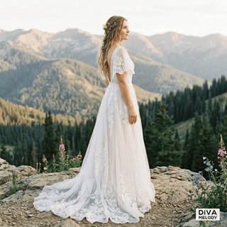 Embroidery Tulle Wedding Gown - Diva Melody
