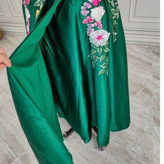 Emerald Green Embroidered Prom Dress - Diva Melody