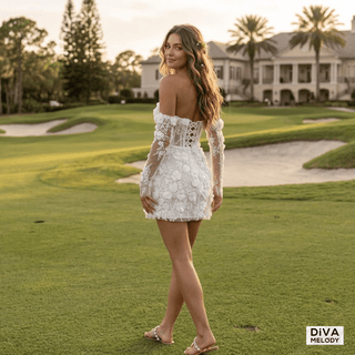 Exquisite 3D Flowers Mini Bridal Dress - Diva Melody