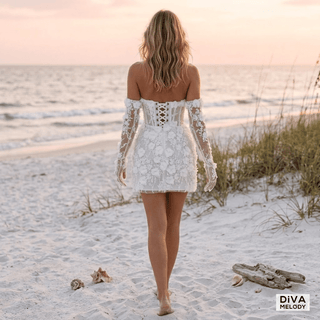 Exquisite 3D Flowers Mini Bridal Dress - Diva Melody