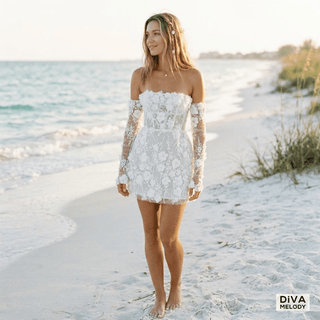 Exquisite 3D Flowers Mini Bridal Dress - Diva Melody