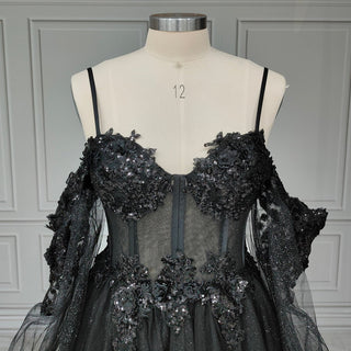 Exquisite Black Lace Wedding Gown - Diva Melody