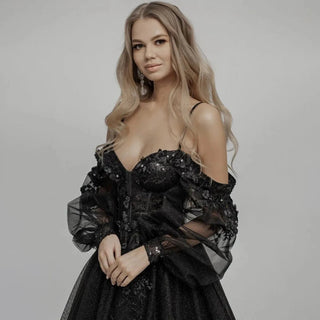 Exquisite Black Lace Wedding Gown - Diva Melody