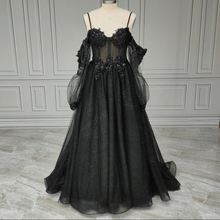 Exquisite Black Lace Wedding Gown - Diva Melody