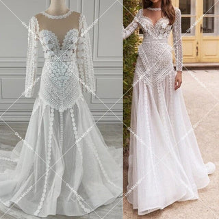 Exquisite Long Sleeves Wedding Dress - Diva Melody