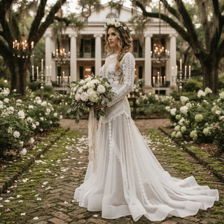 Exquisite Long Sleeves Wedding Dress - Diva Melody