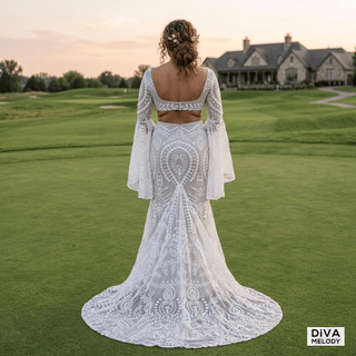 Fashion Flare Sleeves Bridal Dress - Diva Melody