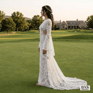 Fashion Flare Sleeves Bridal Dress - Diva Melody