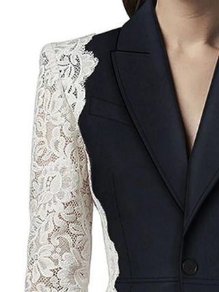 Fashion Notched Lace Blazer - Diva Melody