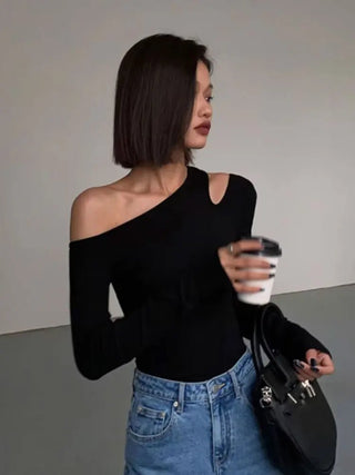 Fashion Off - shoulder Long Sleeve Top - Diva Melody