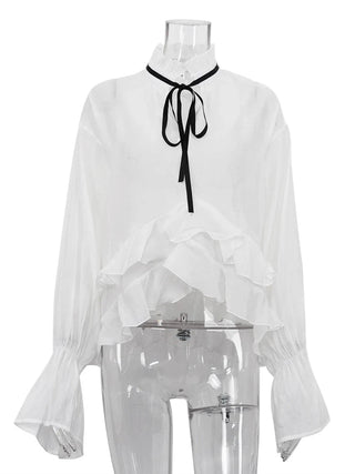 Fashion Ruffle Loose Women's Shirt - Diva Melody