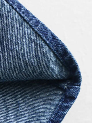 Fashionable Lace - Up Denim Blouse with Pockets - Diva Melody