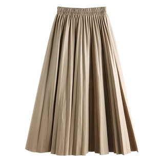 Faux Leather Pleated Long Skirts - Diva Melody