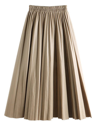 Faux Leather Pleated Long Skirts - Diva Melody