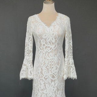 Flare Sleeve Lace Boho Wedding Dress - Diva Melody