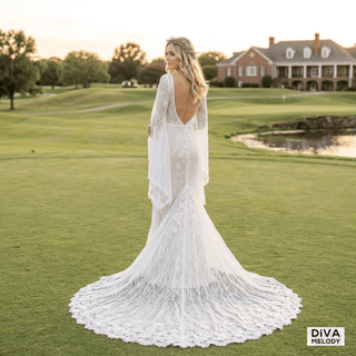 Flare Sleeves Wedding Dress - Diva Melody