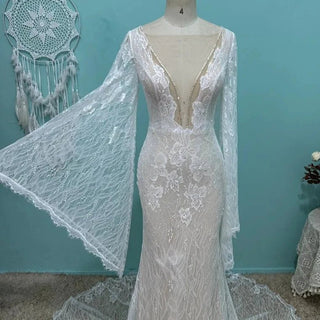 Flare Sleeves Wedding Dress - Diva Melody