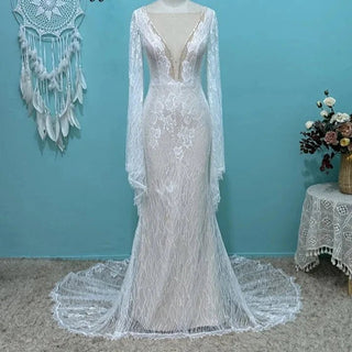 Flare Sleeves Wedding Dress - Diva Melody