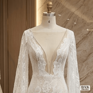Flare Sleeves Wedding Dress - Diva Melody