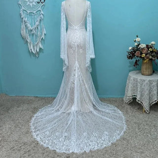 Flare Sleeves Wedding Dress - Diva Melody