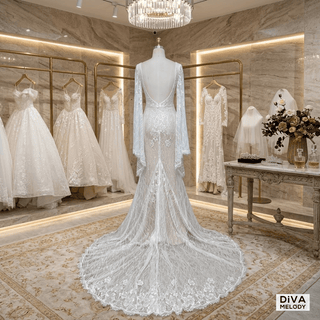 Flare Sleeves Wedding Dress - Diva Melody