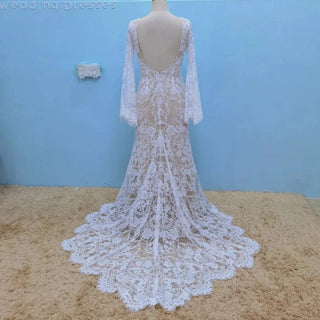 Flared Sleeves Boho Bridal Gown - Diva Melody