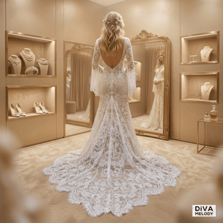 Flared Sleeves Boho Bridal Gown - Diva Melody