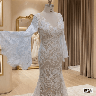 Flared Sleeves Boho Bridal Gown - Diva Melody