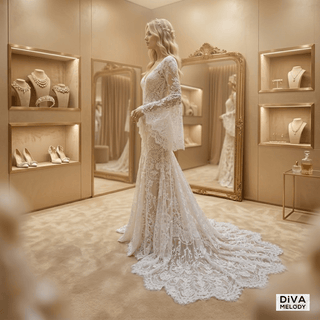 Flared Sleeves Boho Bridal Gown - Diva Melody