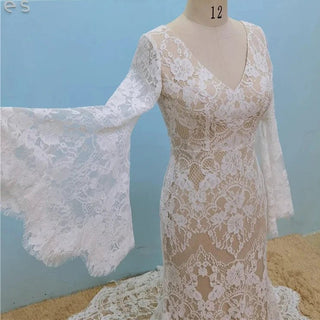 Flared Sleeves Boho Bridal Gown - Diva Melody