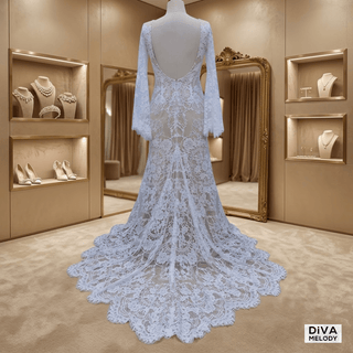 Flared Sleeves Boho Bridal Gown - Diva Melody