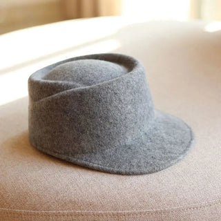 Flat Top Navy Wool Hat - Diva Melody