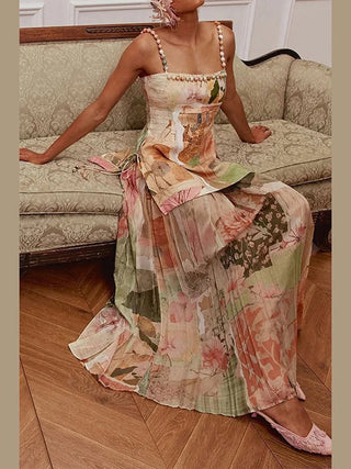 Floral Beaded Two Piece Maxi Dress - Diva Melody