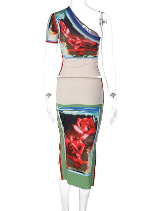 Floral Crop Top & Midi Skirt Set - Diva Melody