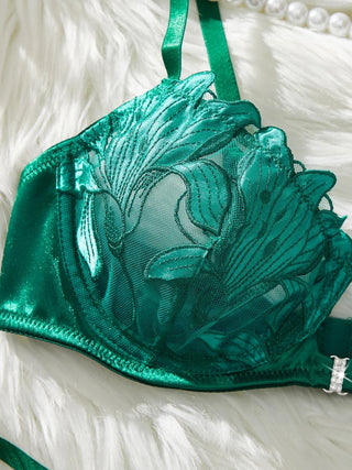 Floral Embroidered Transparent Lingerie Set - Diva Melody