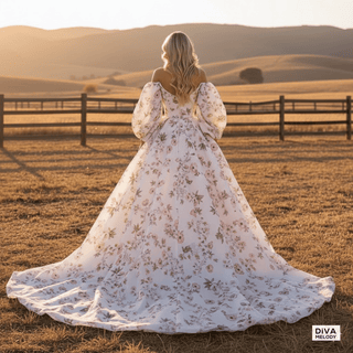 Floral High - Low Bridal Gown - Diva Melody
