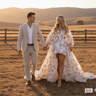 Floral High - Low Bridal Gown - Diva Melody